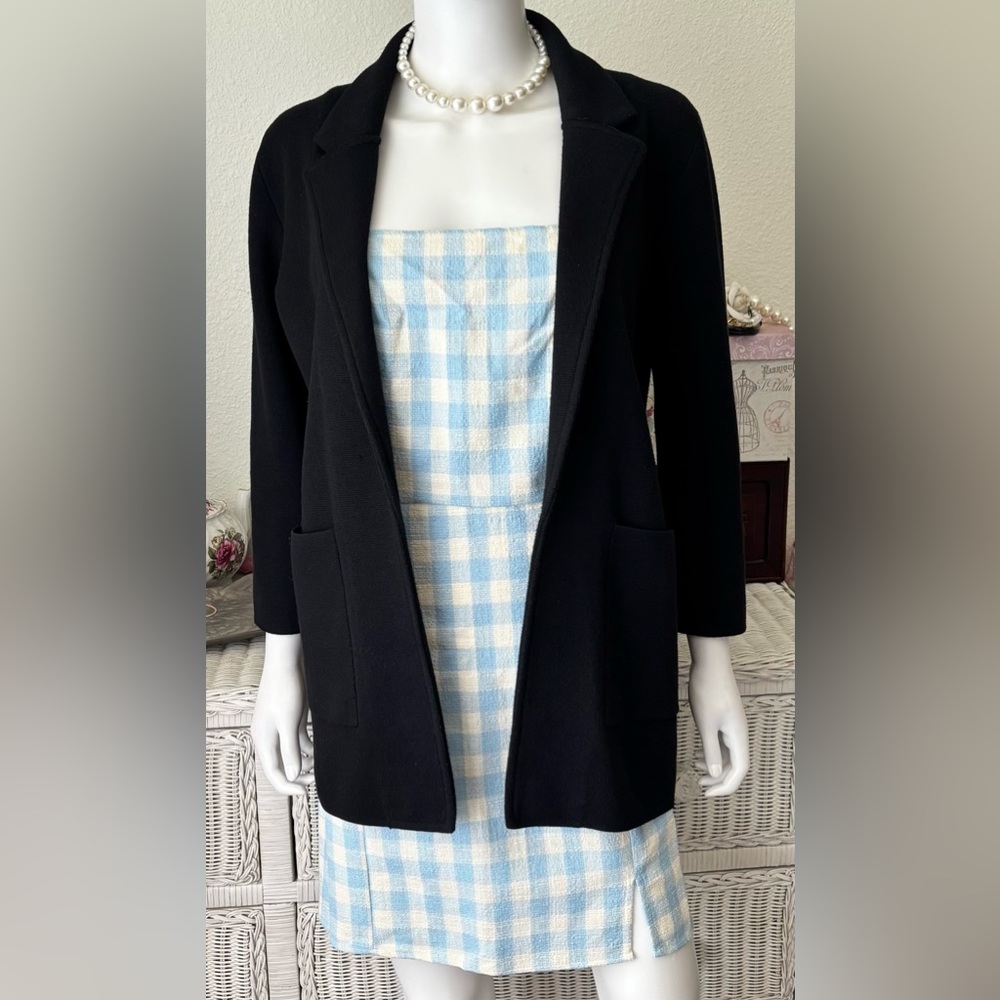 J. Crew Sophie Knit Sweater Blazer Jacket Open Front Style J0244 Black Size XS